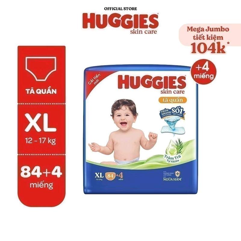  Tã Quần Huggies XL84+4 . Mẩu mới 5mm .  Bé trai Trẻ sơ sinh Em bé Bé gái Trẻ sơ sinh Trẻ mới tập đi Cho Bé tã  con tả  quần 