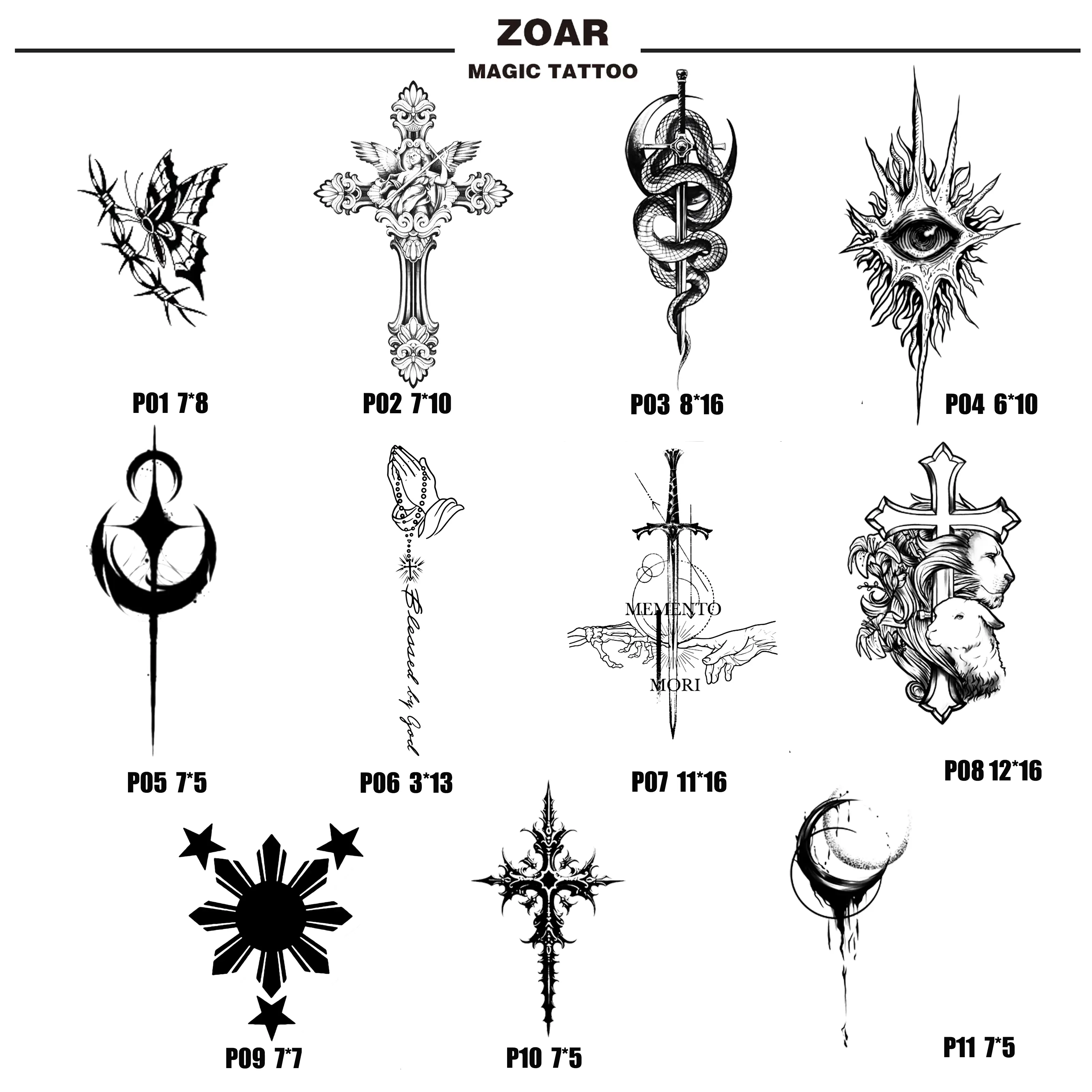 Temporary tattoo sticker ZOAR-66【INS Dark Wind】Long-lasting tattoo adhesive art decoration for men and women.