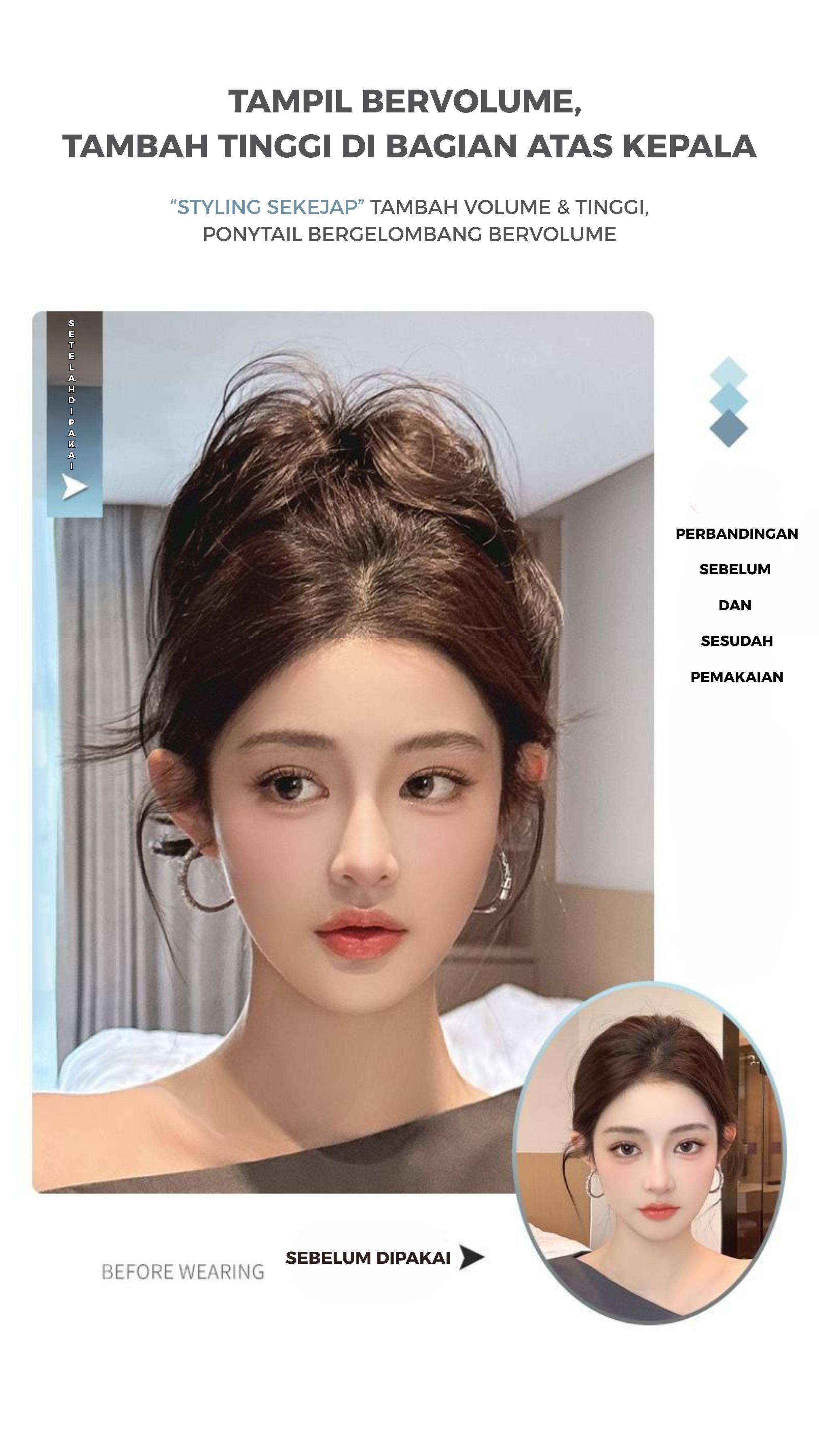 J4 - Cenlana Rambut Palsu Model Jepitan Tinggi Bergelombang Ala Duyung Cocok Untuk Gaya Hot Girl Cewek Stylish Atau Gaya Imut Dengan Jepitan Klip Model Pendek Mengembang Dan Ada Juga Tipe Ekor Kuda Air Mancur Wig