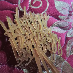 (10) Toper HBD Akrilik untuk Hiasan Kue Ulang Tahun (Acrylic Happy Birthday Cake Topper)