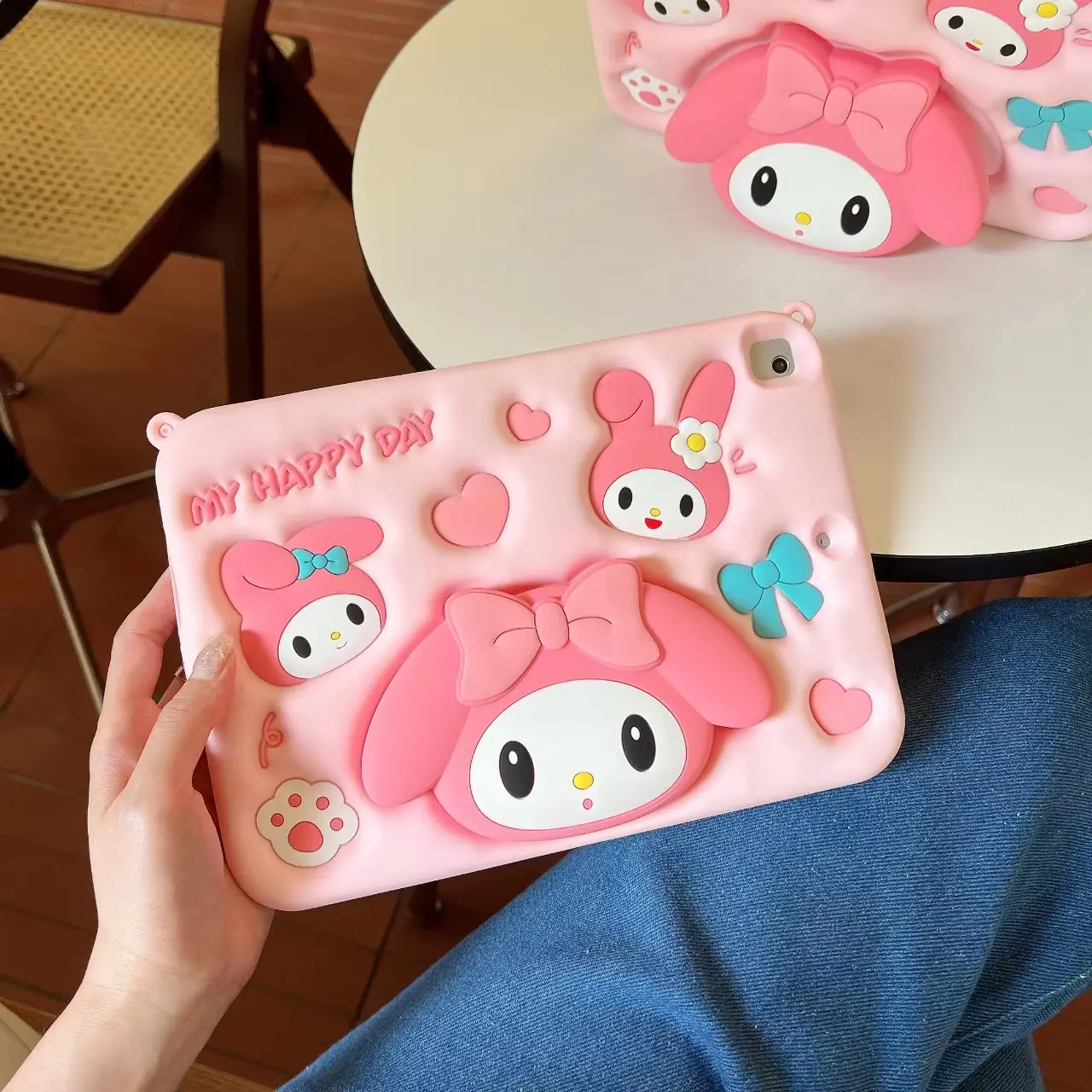 xqxm For Redmi Pad SE 11" / 8.7/ Pad 2/ 9.7 Casing Lanyard Pop Up Case Anak Standing Silikon Motif Cover Lucu Anti Banting Softcase