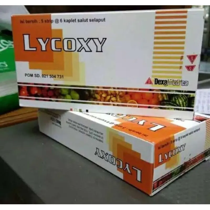 Lycoxy Suplemen Antioksidan Untuk Memelihara Kesehatan dan Proteksi Dari Radikal Bebas 1 Box Isi 30 Tablet Original Dexa Medica 1