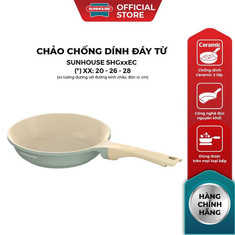 Chảo chống dính đáy từ Sunhouse SHGxxEC Size 20,26,28cm - Công nghệ đúc…