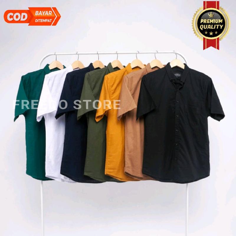 Kemeja hitam putih abu navy maroon Polos | Kemeja Formal | Kemeja Putih Polos Pria Lengan Pendek | Baju Kerja Pria 1