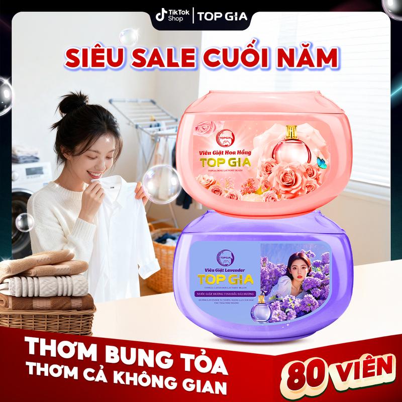 COMBO 80 VIÊN Combo 80 Viên Giặt Top Gia - dạng hộp tiện lợi hương thơm hoa hồng lavender dịu nhẹ 72h lưu hương dịu nhẹ an toàn cho da làm sạch tốt làm bền màu quần áo - Làm Sạch NTH2 dhm