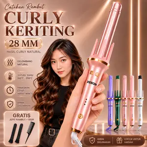 Catokan Curly XERON Otomatis Alat Catok Keriting Rambut Ceramics Curly Hair Styler 28MM Sisir Kriting Merah CT002