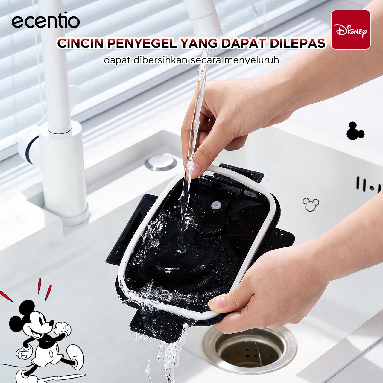 【Live Exclusive】 ecentio Food Container Mickey Mouse 3pcs & Tas Portable,410ml+700ml+1050ml Toples Kaca Mudah Dibersihkan,Tas Penyimpanan Portabel Kapasitas Besar,Cocok untuk bekal makanan