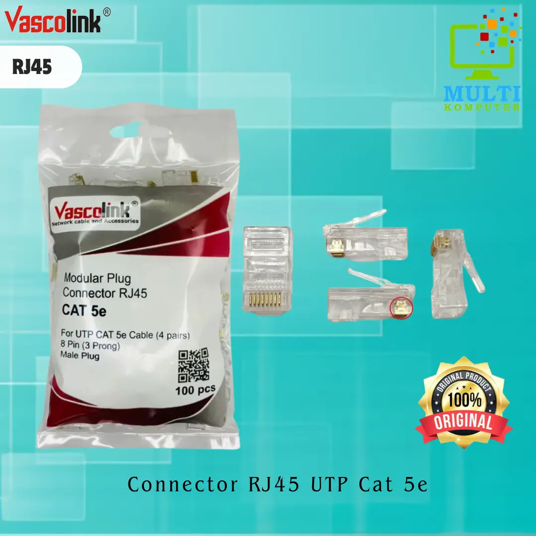Vascolink Konektor RJ45 Cat5e 100Pcs Kabel Pc