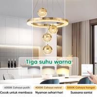 Gambar GOGEOUS Lampu Gantung Kristal Modern 72W LED 3Warna Dapat Disesuaikan Lampu Gantung Ruang Tamu Hias mewah - Emas B2-9+Remote dari GOGEOUS Lampu Kab. Tangerang 2 Tokopedia
