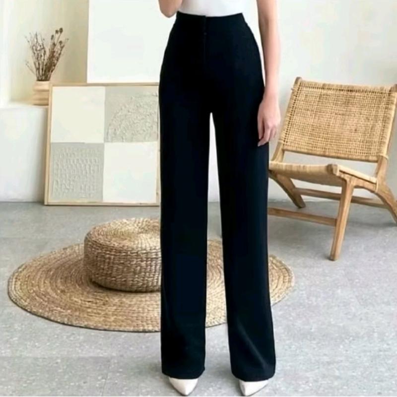 Cozie Knitt Pants Celana Highwaist Panjang Wanita Kullot Rib Premium Basic Karet Kulot 2