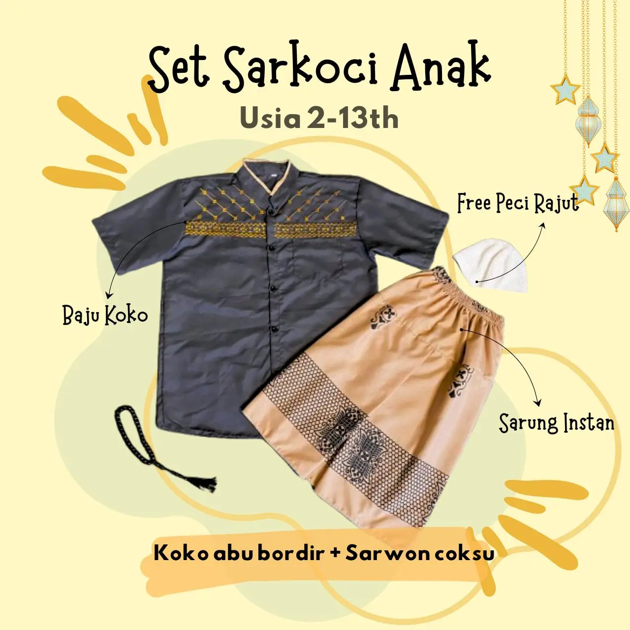 Bordir Abu + Sarwon Coksu + Peci