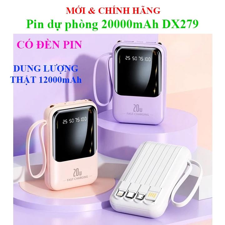 Pin Sạc Dự Phòng Mini 20000mAh Sạc Nhanh Tích Hợp Nhiều Dây Dung Lượng Lớn DX279