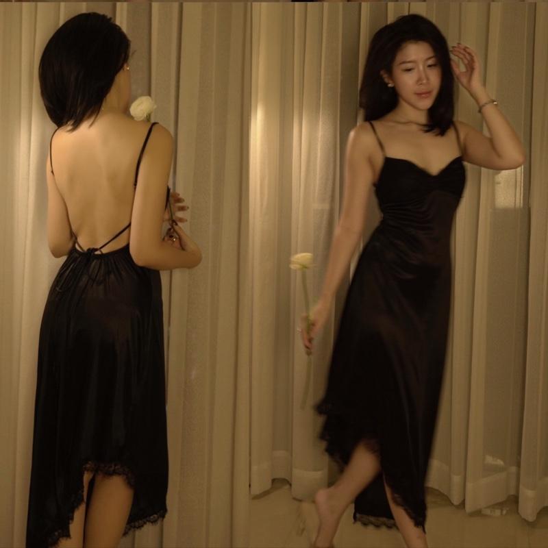  |Rosie Dress| Đầm Ngủ Vạt Xéo Hở Lưng Ngực Ren 