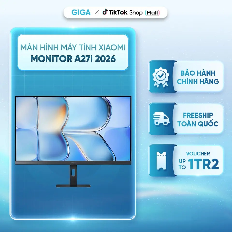 Màn hình máy tính Xiaomi Monitor A27i 2026 - Màn hình cứng IPS, FHD 1080p - Tần số quét cao 144Hz - sRGB 99% - ∆E<1