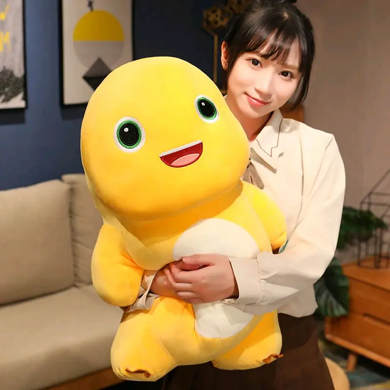 Boneka Dino Kuning Nylong Lucu dan Imut Bahan Plush Hadiah Ulang Tahun Anak Mainan Viral Dolls Kuning 30-50cm untuk Koleksi Mainan Buah Hati Anda