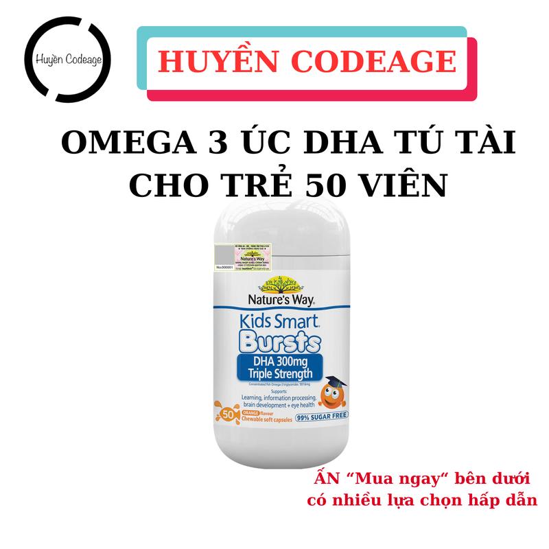 OMEGA CHO BÉ Viên Omega 3 Nature's Way Kids Smart Bursts DHA 300mg Triple Strength - DHA Tú Tài cho bé HỖ TRỢ thông minh - Bổ sung Omega 3 cho bé từ 1 tuổi trở lên - Chính Hãng Úc - Huyền Codeage
