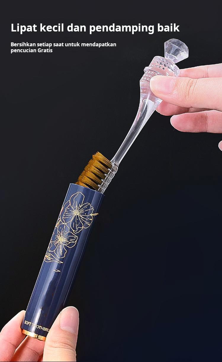 Sikat gigi lipstik portabel, bulu sikat lembut, berkualitas tinggi, dapat dilepas, cocok untuk perjalanan bisnis, traveling, pasangan, dan keluarga.