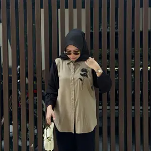 GAGE-Shaina Atasan Kombinasi Kemeja Wanita  Bahan Rayon