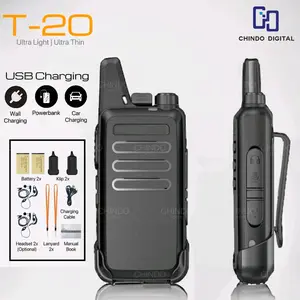 HT T20 C1 Walkie Talkie Portable 2Pcs Handy Talky UHF Wlan Two Way Walky Talky dengan Charger Antena