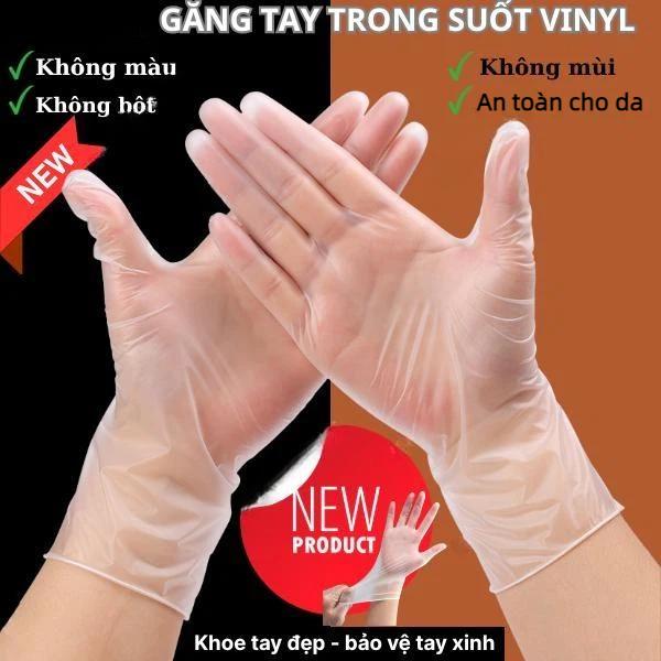 【Gói 200 Cái】Găng tay nhựa trong suốt dùng một lần không chứa latex, không bụi…