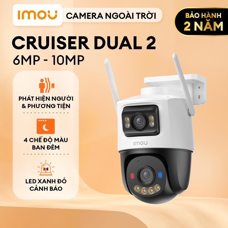 Camera Wifi Imou ngoài trời 2 mắt Cruiser Dual 2 (6MP/10MP) I Xoay 360° | Phát hiện con người | Bảo hành 2 năm