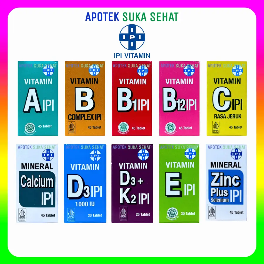 IPI VITAMIN A / B COMPLEX / B1 / B12 / CALCIUM / C / D3 / D3+K2 / E / ZINC PLUS / Multivitamin Terjangkau