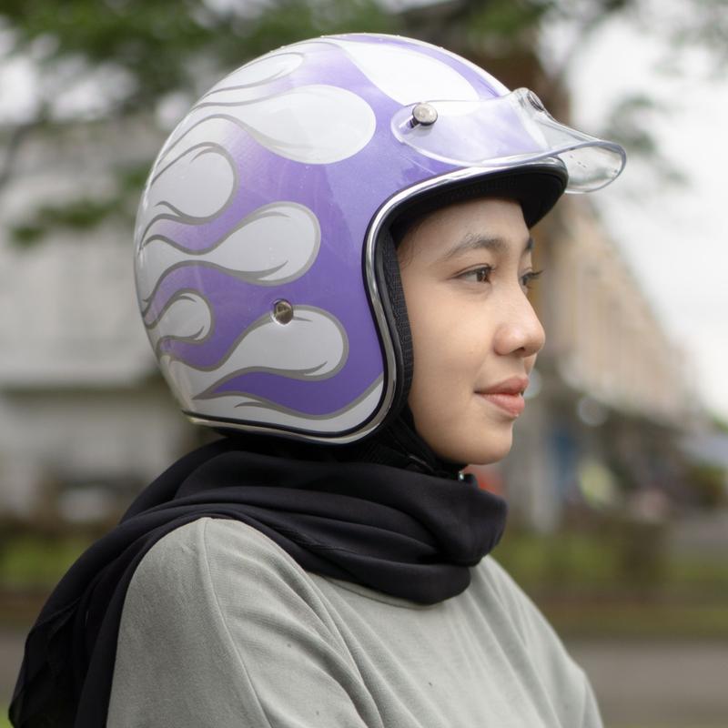 King Helm Bogo Retro Cowo Keren Terbaru Motif Api Estetik Premium ...