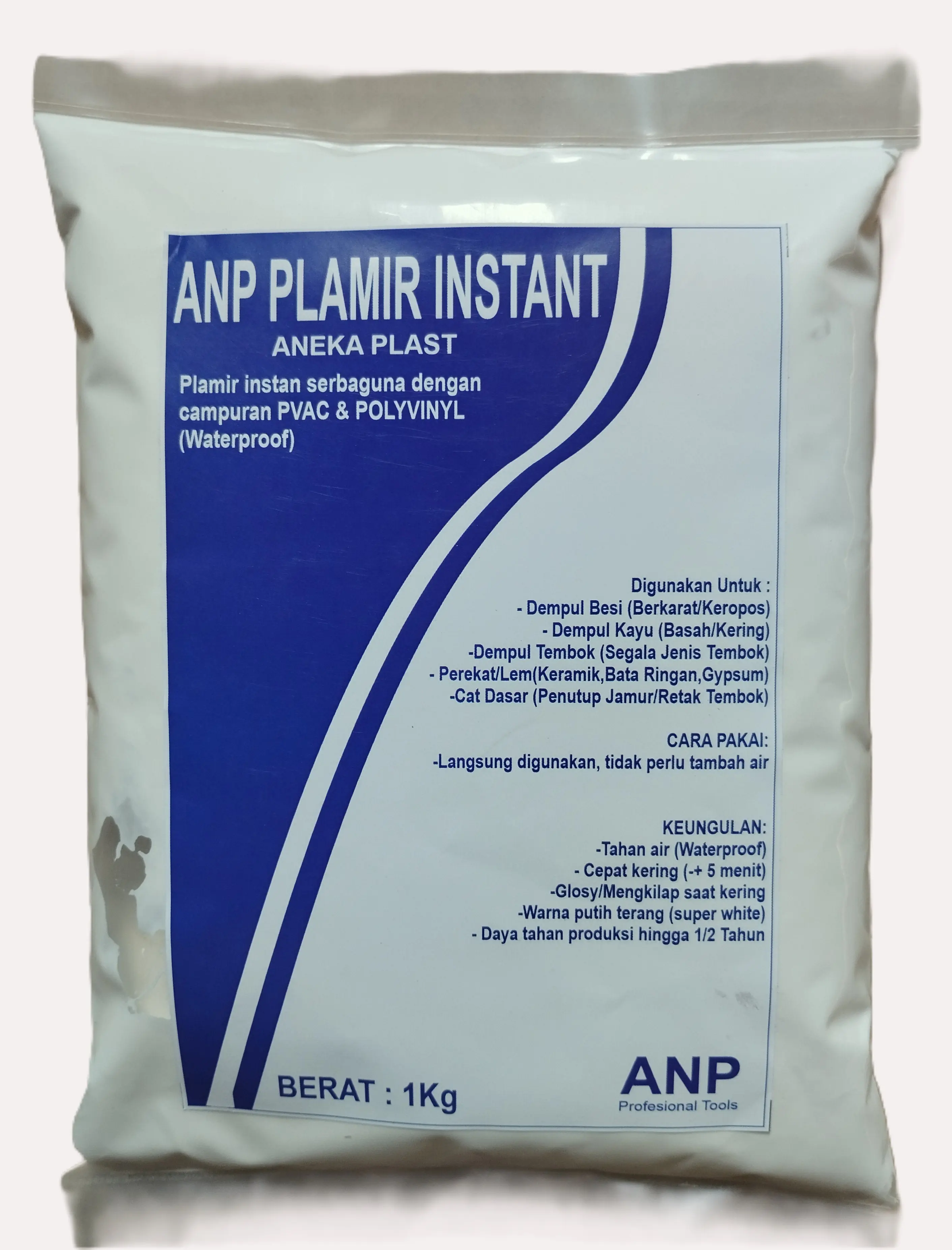 PLAMIR PLAMUR DEMPUL INSTANT PUTIH  1 / 2 kg dan 1 kg  LANGSUNG PAKAI Dempul Kayu Besi Tembok Plamir Dempul Serbaguna TAHAN AIR Waterproof