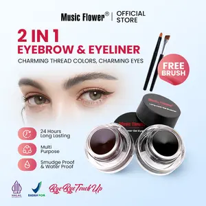 MUSIC FLOWER 2-in-1 Eyebrow & Eyeliner Gel 24H Natural Look Finish Oil Control Waterproof Smudge Proof Tahan Lama
