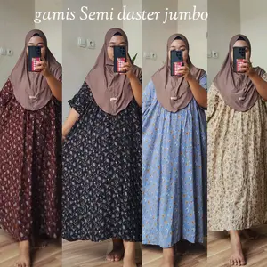 Gamis semi daster jumbo bahan rayon luna premium nyaman dipakai Ld 125cm Pb 125cm Tunik Dress Muslim