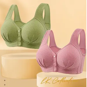 Bra Wanita Kancing Depan Nyaman Bahan Tipis Adem Tanpa Kawat Ukuran Besar Bh Tali Lebar Cup B