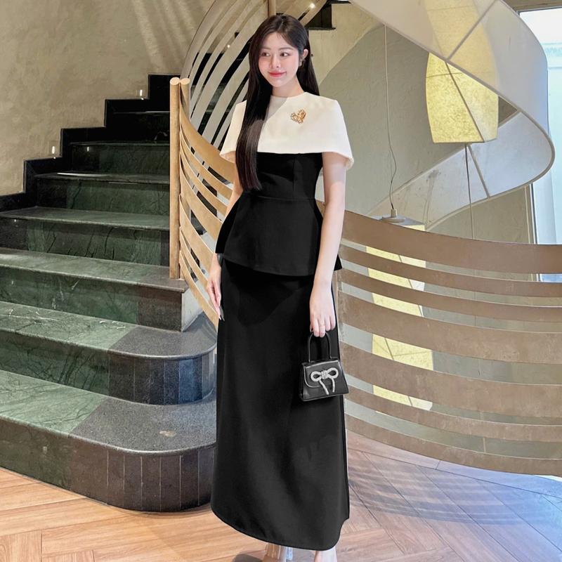 285- Có Tách Lẻ ÁO PEPLUM KHOÁC CHOÀNG KÈM CHÂN VÁY DÀI HOẶC NGẮN Phù Hợp Đi Chơi Làm Tiệc Phong Cách Vintage Sang Trọng Set Nữ