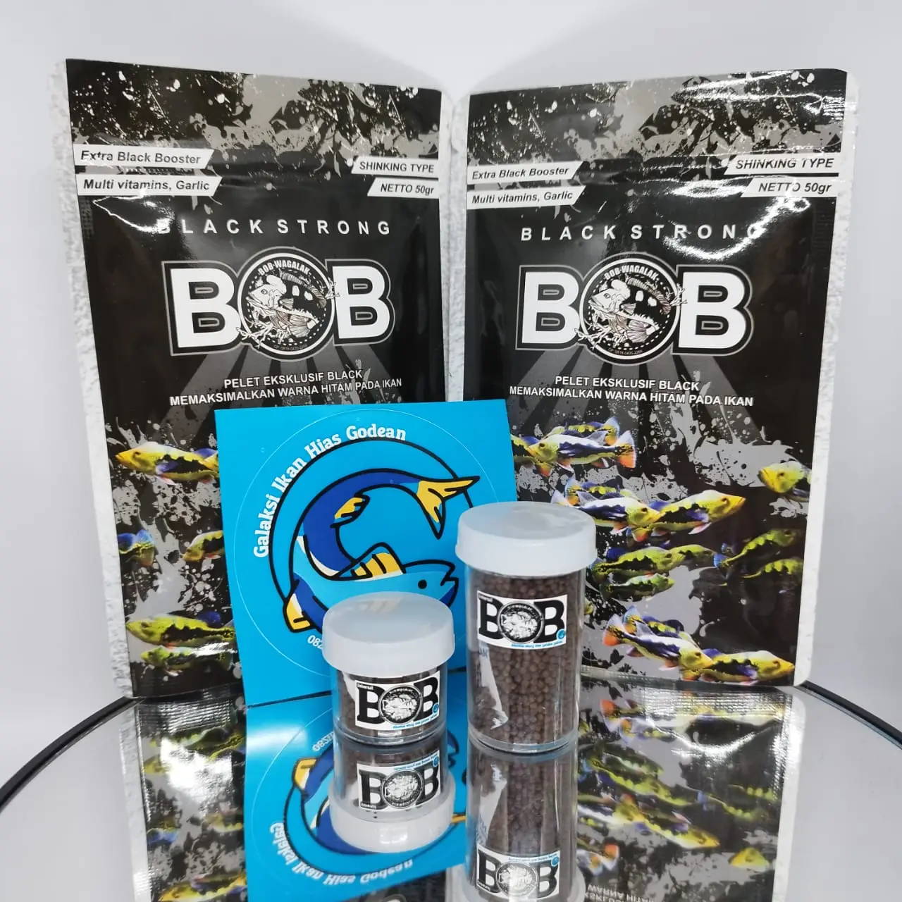 Repack BOB Black Strong Pelet Ikan Hias PBass Blok Hitam Pekat