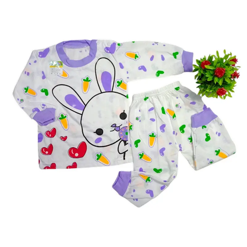Setelan baju bayi 1pcs/Paket 3Pcs Perempuan Lengan Panjang Motif Kelinci/  Setelan Baju Celana - Katun Lembut Perempuan Fashion Anak Biru Pink 4