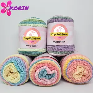 Benang Rajut Cup Rainbow Multicolor/ Milk Cotton Yarn  5ply Rainbow/ Katun Akrilik Sembur [100gr]