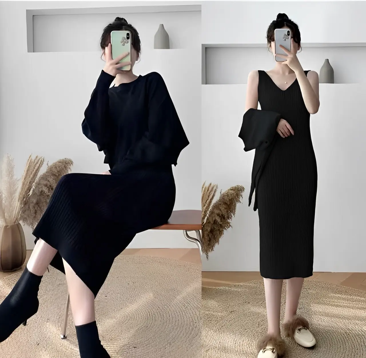 MS Set Rajut Kanaya Ld 100 - 110 cm P 40 cm - Ld 90 - 100 cm P 110 cm B 350 gr Cotton Polyester #4516
