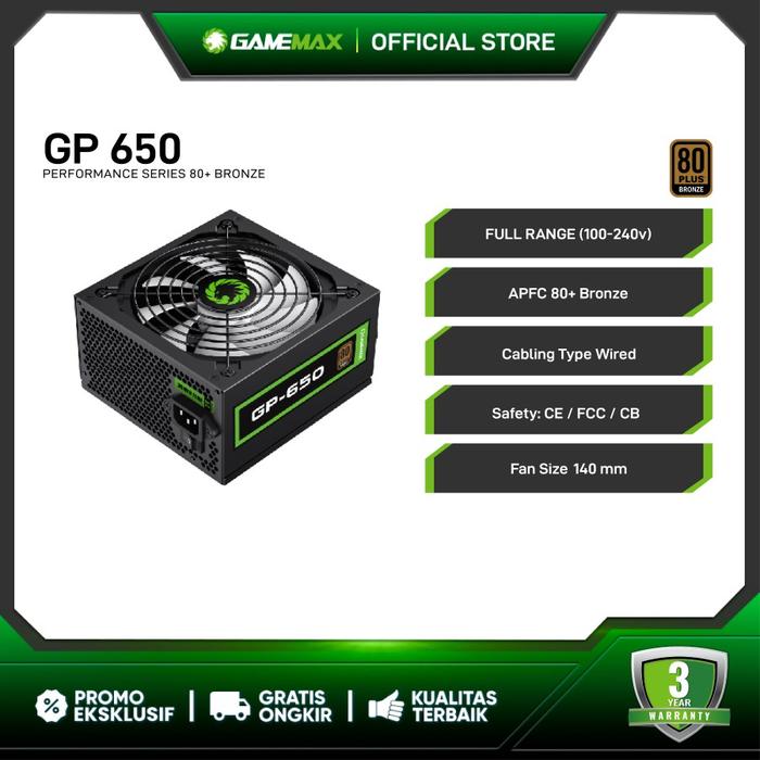 Gambar Gamemax GP-650 Value Gaming Power Supply dari Gamemax Indonesia Kota Administrasi Jakarta Pusat Tokopedia
