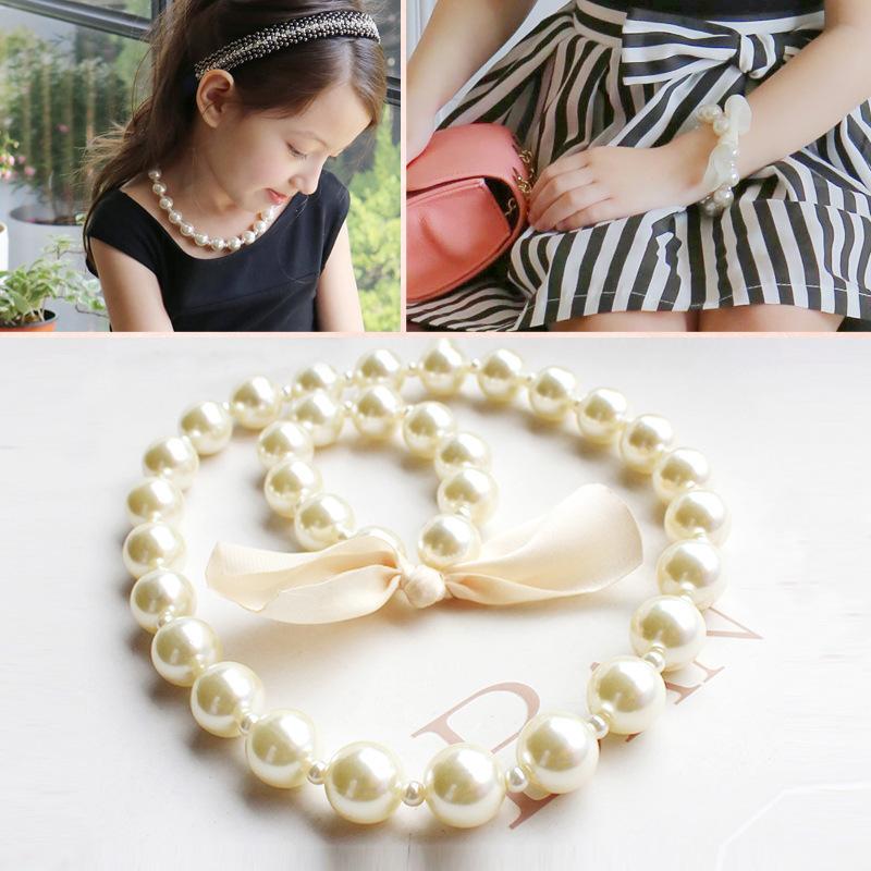 Bộ Phụ Kiện Trẻ Em, Dành Cho Bé Gái, Vòng Cổ Và Vòng Tay Ngọc Trai Nhân Tạo, 1 Bộ 1