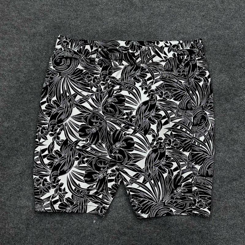   Mẫu Hoạ Tiết Bông Trắng Đen  Quần Short Nam - Kaki co dãn thoãi mái 65kg-120kg 