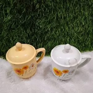 Gelas Motif Bunga dengan Tutup Kualitas Terbaik untuk Minuman Anda