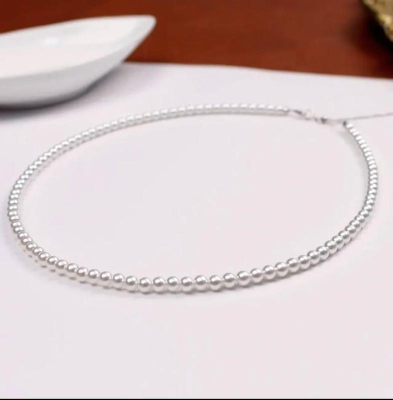 4-5mm natural freshwater seedless millet pearl necklace S925 silver clasp 2