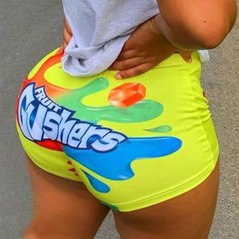 Product Introduction of Women's sexy tight shorts with printed patterns, popular shorts, yoga pants 1