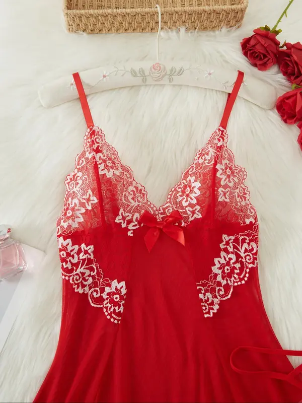 Women's Cami Nightdress & Panty Sexy Sleepwear Two-piece Set, Spaghetti Strap Nightgown & Panty Set, Ladies Sleepwear for Summer 5