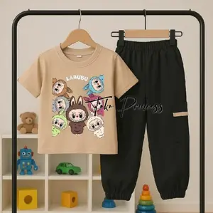 Setelan Anak Kaos Labubu Anak Celana Joger Usia 3-10 Tahun / Setelan Kaos Joger Anak Unisex
