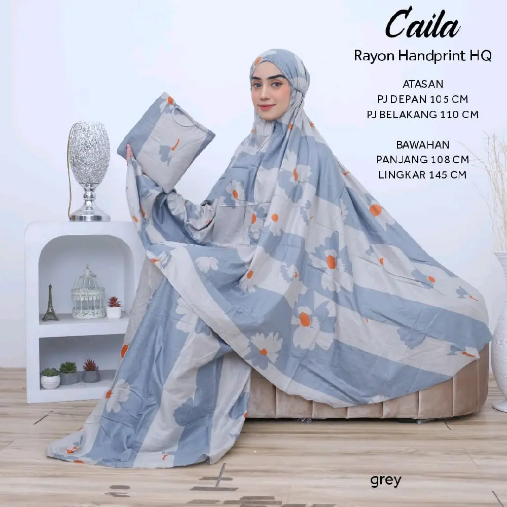 Mukena Dewasa Rayon Handprint HQ CAILA Motif  Ukuran Standart by Imtiaz Moslem Atasan Bawahan