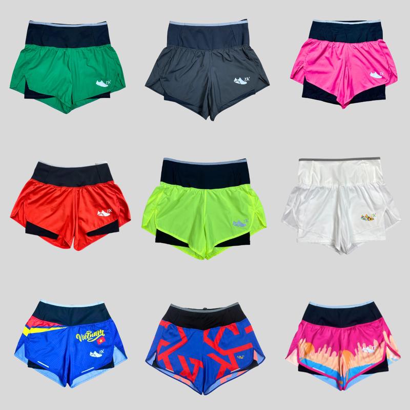 Trekking - Quần thể thao chạy bộ 3 inch 2 lớp (có lót bó cơ) - UNISEX NAM NỮ Sport quần  chạy 0