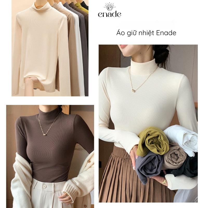  Enade Áo Giữ Nhiệt Cổ Lọ Chất Nhung Mịn 3 Size 40-65kg Thiết Kế Nút Cao Thoải Mái Ti Mỉ 
