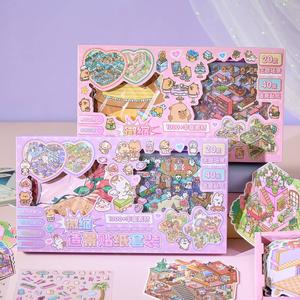 Set de Caja de Regalo de 60 Hojas de Calcomanías de Paisaje Miniatura, Calcomanías de Escena 3D, Decales de Micro Paisaje Detallados, Perfecto para Coleccionistas y Artesanos