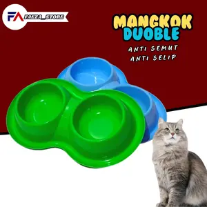 Tempat Makan Minum Kucing Anjing Double Bowl Anti Semut Praktis Higienis & Aman untuk Hewan Peliharaan FAEZA_STORE