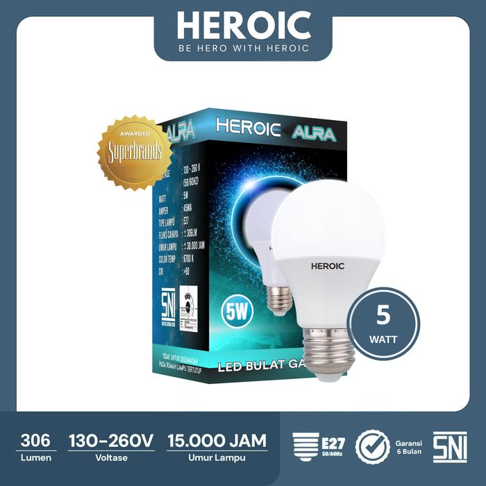 Gambar Heroic Lampu Bohlam LED Aura 5W Cahaya Putih Hemat Energi dari Heroic LED_NEW Kab. Tangerang Tokopedia
